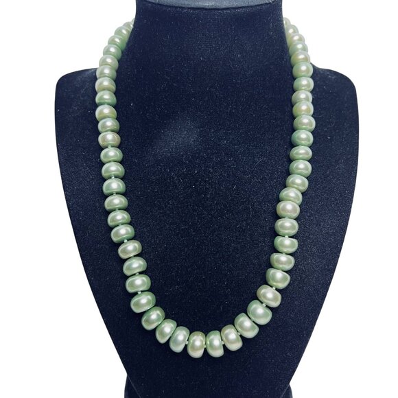 Honora Chunky Green Freshwater Pearl Necklace W/ Sterling Silver Clasp (6034) - Picture 2 of 5